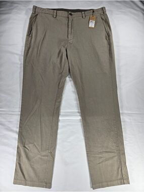 Johnston & Murphy Wash Chino Pants Mens 38R Taupe Stretch Straight Leg NWT 32"L